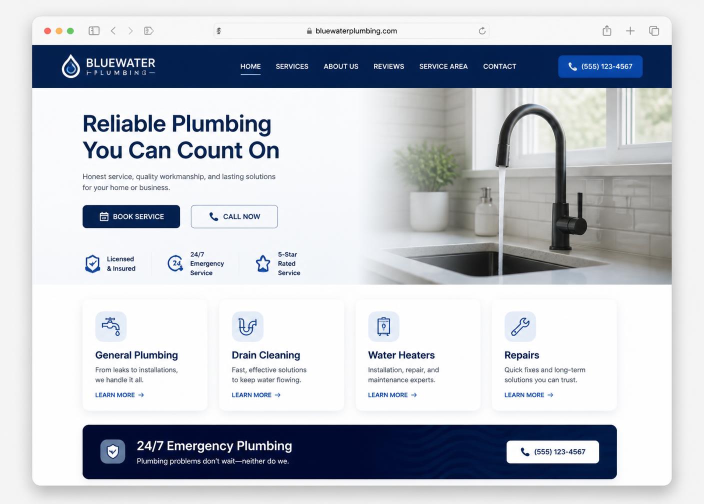 ATP Plumbing website design by Aurevon Digital